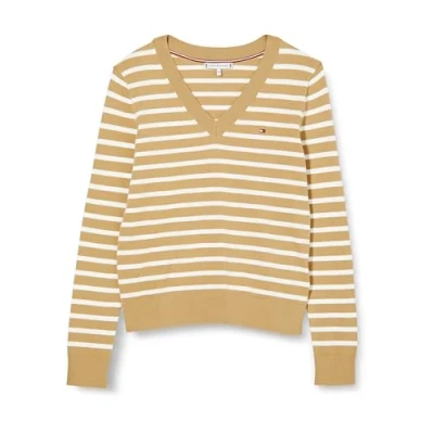 Abbildung von Tommy Hilfiger Stitch VNK Strickpullover Classic khaki ecru stp, Damen, Größe: XS, stp