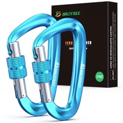 Abbildung von Brotree Karabiner mit 1200kg Belastbarkeit Schwerlast 12KN Karabinerhaken Schraubverschluss für Hängematten, Camping, Wandern, Rucksack