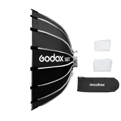 Abbildung von Godox S65T 65 cm/25,6 Zoll Schnellverschluss Schirm Softbox, abnehmbare Faltbare Softbox mit Standard Bowen Halterung und Diffusoren für Fotografie, Speedlite, Studio Flash, Monolight