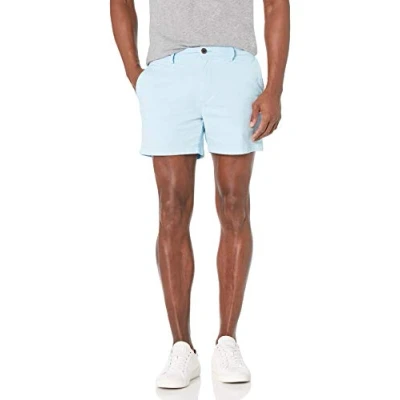 Abbildung von Amazon Essentials Herren Flatfront Chinoshorts, Komfortabler Stretch, 13 cm Schrittlänge, Schmale Passform (Früher Goodthreads), Hellblau, 40W