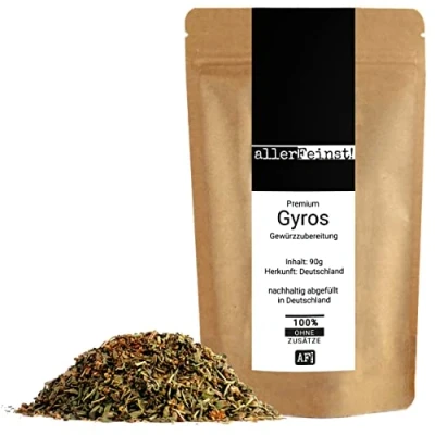 Abbildung von allerFeinst! Premium Gyros Gewürzzubereitung Gyrosgewürz für Fleisch, Gemüse und Dips in Qualität die mediterrane Küche, 1er Pack (1 x 90g)
