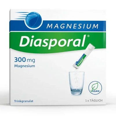 Abbildung von Magnesium Diasporal 300 mg Trinkgranulat Sticks Hochdosiertes Magnesiumcitrat Bei Muskelkrämpfen durch Magnesiummangel Leichter Orangengeschmack Vegan laktose und glutenfrei 50