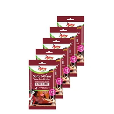 Abbildung von POLIBOY Sofort Glanz Leder Feuchttücher Reinigungstücher für unterwegs perfekt Schuhe &amp; Taschen 5er Pack 5x10 Tücher Made in Germany