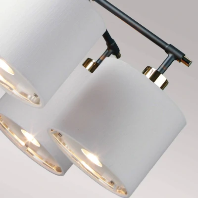 Abbildung von Elstead Lighting BALANCE5 BKPN Kronleuchter BALANCE E27 5x40W Stahl schwarzer/polierter Nickel, Acryl, Polycotton weiß, silber L:55.2cm H:25cm B: