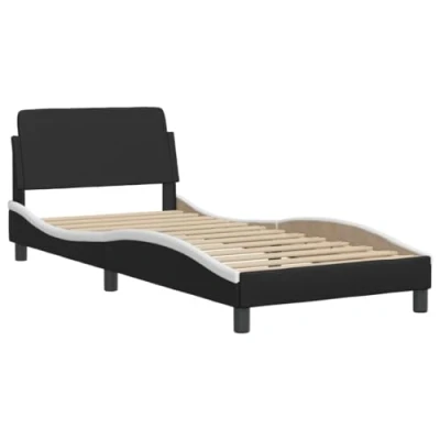 Abbildung von vidaXL Bett Bettgestell mit Kopfteil Schwarz und Weiß 90x200 cm Kunstleder