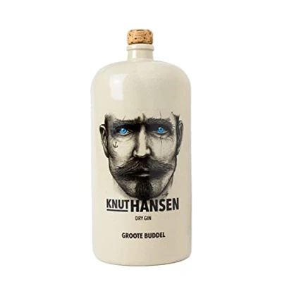 Abbildung von KNUT HANSEN DRY GIN Weltweit ausgezeichnet 14 regionale Zutaten wie Wachholder, Gurke, Basilikum Abgefüllt in nachhaltiger Keramikflasche 1,5L