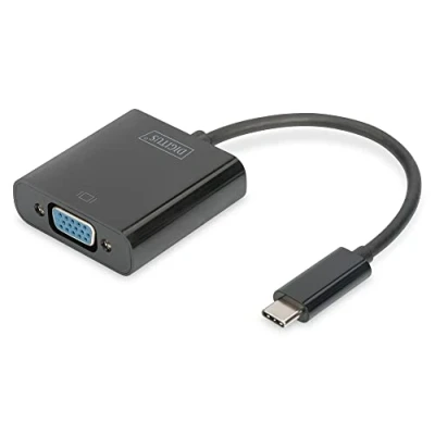 Abbildung von DIGITUS USB Typ C Grafik Adapter, Type zu VGA, Full HD 60Hz, 1920x1080 Pixel, Kunststoff, Schwarz