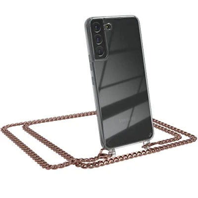 Abbildung von EAZY CASE Handykette kompatibel mit Samsung Galaxy S22 Plus 5G Handyhülle Metal Umhängeband und Ersatz Kordel schwarz, Handykordel Schutzhülle, Stylische Kette, Rose