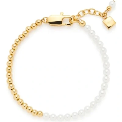 Abbildung von JEWELS BY LEONARDO Armband Lucinda, Arm Schmuck aus goldfarbenem Edelstahl, weiße Imitationsperlen und Edelstahlkugeln, 18 21 cm Länge, Damen, 024330