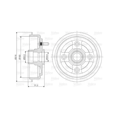 Abbildung von VALEO 237052 Bremstrommel ohne integriertes Radlager, ABS Sensorring 216 Hinterachse HYUNDAI: Atos