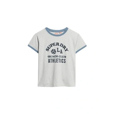 Abbildung von Superdry Beach Graphic Ringer Tshirt print, Damen, Größe: 42, Grey marl