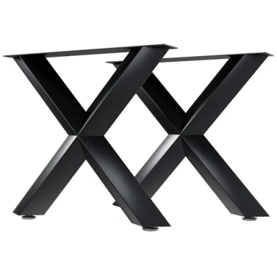 Abbildung von CLP 2er Set Tischbeine Stanton I Tischgestell in X Form Tischkufen aus pulverbeschichtetem Metall für Esstisch oder Wohnzimmertisch, Farbe:schwarz, Größe:80x14x72 cm