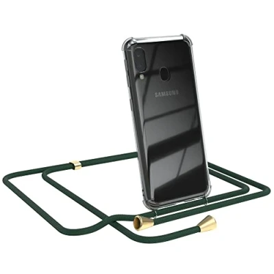 Abbildung von EAZY CASE Handykette kompatibel mit Samsung Galaxy A20e Handyhülle Umhängeband, Handykordel Schutzhülle, Silikonhülle, Hülle Band, Stylische Kette für Smartphone, Grün