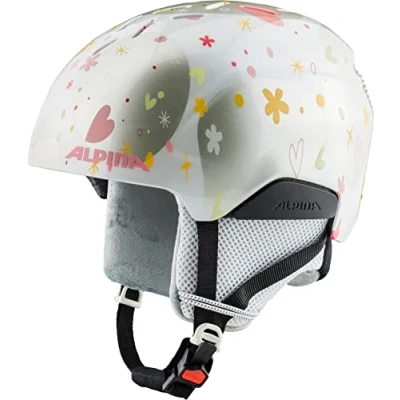 Abbildung von ALPINA PIZI Sicherer, Bruchfester &amp; Individuell Anpassbarer Skihelm Mit Abnehmbaren Ohrenpolstern Für Kinder, pearlwhite hearts gloss, 46 51 cm