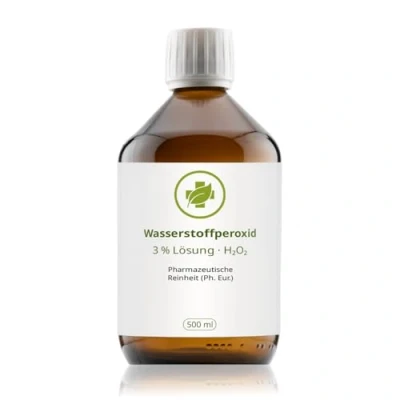 Abbildung von Wasserstoffperoxid H2O2 3% (Ph. Eur.), 500 ml, in Pharmaqualität, aus Deutschland