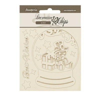 Abbildung von Stamperia Decorative Chips for Scrapbooks, Albums, Cards, Bullet Journals and More, Snow Globes, Laser Cut Cardboard Shapes, Easy to Glue, Perfect Crafts Gifting (Gear up Christmas)