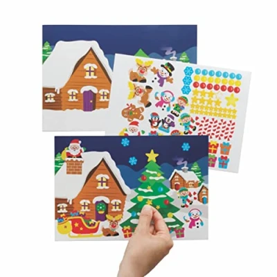 Abbildung von Baker Ross FC180 Weihnachten Szene Sticker Set 5er Pack, Packung Aufkleber für Kinder zum Basteln, Gestalten und Dekorieren