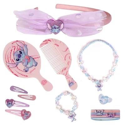 Abbildung von Disney Stitch Artikel für Kinder Lilo und Geschenke Mädchen Haarset mit Haarbürste Schmuck Set Geburtstag oder Weihnachten