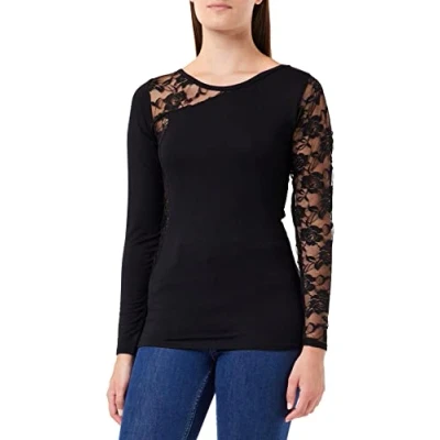Abbildung von Spiral Gothic Elegance One Shoulder Top mit Spitze Schwarz XXL