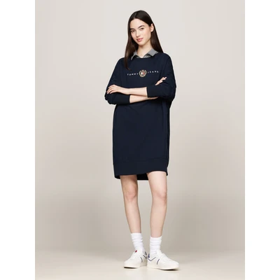 Abbildung von Tommy Jeans Curve Jerseykleid &quot;TJW CREST Linear CREW DRESS EXT&quot;, in Großen Größen, Logoschriftzug