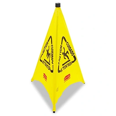 Abbildung von Rubbermaid Commercial Products 76 cm Pop Up Safety Cone with Multilingual Caution Imprint and Wet Floor Symbol Yellow