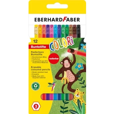 Abbildung von Eberhard Faber 514817 Buntstifte Set Colori, 12 radierbare Buntstifte, hexagonale Form