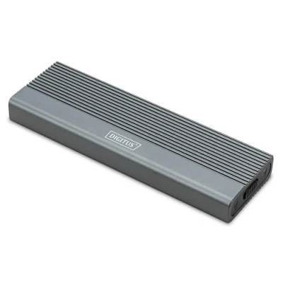 Abbildung von DIGITUS externes M.2 Gehäuse USB 3.1 Gen2 Typ C 6 Gbit/s Unterstützt SATA SSDs bis 8 TB für 2230/2242/2260/2280 Werkzeuglos Aluminiumgehäuse Grau