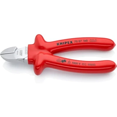 Abbildung von Knipex 70 07 160, Diagonale Zange, Chrom Vanadium Stahl, Kunststoff, Rot, 160 mm, 227 g
