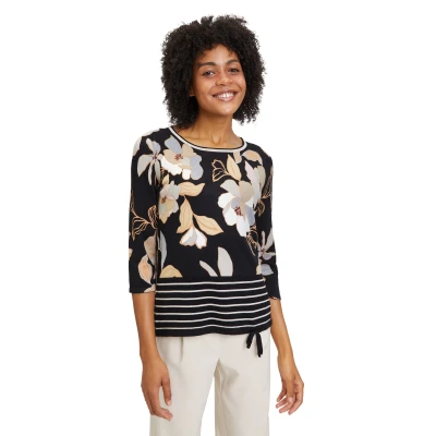 Abbildung von Betty Barclay MIT Blumenprint Strickpullover, Damen, Größe: 36, Schwarz beige