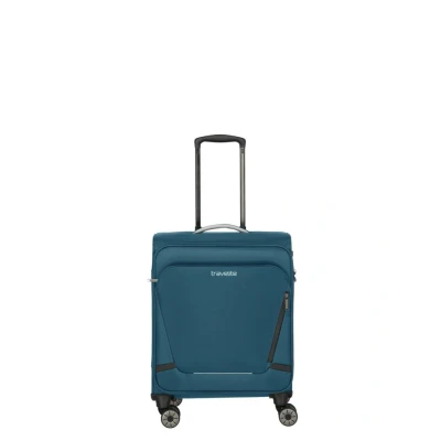 Abbildung von travelite Handgepäck Koffer mit 4 Rollen für Lufthansa, Austrian + Swiss, integriertes Zahlenschloss, Bordtrolley JETPACK: Kompakter Weichgepäck Trolley Aufsteckfunktion, 55x40x23 cm, 41 l, 2,5 kg