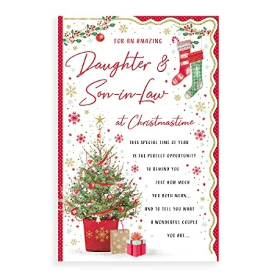 Abbildung von Piccadilly Greetings Regal Publishing C85384 Weihnachtskarte Daughter &amp; Son in Law, Rot/Braun, 30,5 x 20,3 cm
