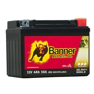 Abbildung von Banner Bike Bull GEL Motorradbatterie 50411 4Ah 12V BGB4L B YB4L wartungsfrei