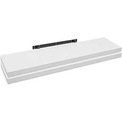 Abbildung von WOLTU 2X Wandregal Wandboard Bücherregal Regale für Deko Wandablagen aus MDF Holz, 2er Set Hängeregal Weiss, 120x23x3,8cm RG9315ws 2
