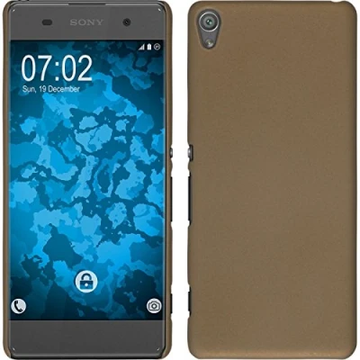 Abbildung von PhoneNatic case kompatibel mit Sony Xperia XA Hülle Gold gummiert Hard + 2 Schutzfolien