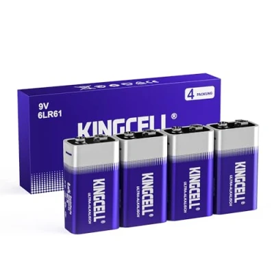 Abbildung von KINGCELL 9V Batterien 4 Stück, 9 Volt Blockbatterie für Rauchmelder, Alkaline Ideal Feuermelder rauchmelder Batterie (9V/6LR61)
