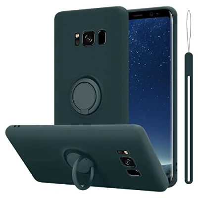 Abbildung von Cadorabo Hülle kompatibel mit Samsung Galaxy S8 Plus Schutzhülle TPU Silikon Case Liquid Design Ring Slim Kratzfest Liquidsilikon Microfaser für in Grün
