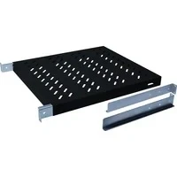 Abbildung von DIGITUS Professional DN 97645 Fachboden mit variabler Tiefe zum Festeinbau in 19&quot; Schränke Traglast 50 kg ab 600 mm Schranktiefe 1HE Farbe schwarz