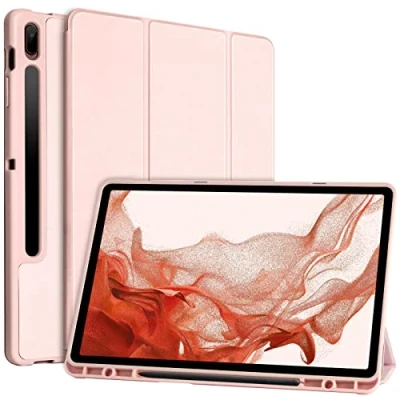 Abbildung von TQQ Hülle für Samsung Galaxy Tab S7 FE/ S8+ Plus/ S7+ Plus 12,4 Zoll, Schutzhülle FE 2021/S8+ 2022/Tab 2020 (12,4 Zoll), Mit Stifthalter und Mehreren Betrachtungswinkeln