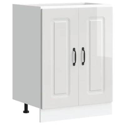 Abbildung von vidaXL Spülenunterschrank Kalmar Hochglanz Weiß 60x46x81,5 cm, Küchenunterschrank, Unterschrank für Küche, Küchenzeile, Küchenschrank, Schrank Küche