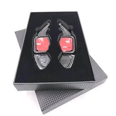 Abbildung von H Customs Schaltwippen Verlängerung Schaltung Shift Paddle aus echtem CARBON kompatibel mit Golf 5/6 GTI R GTD, Passat CC, 3C etc REAL