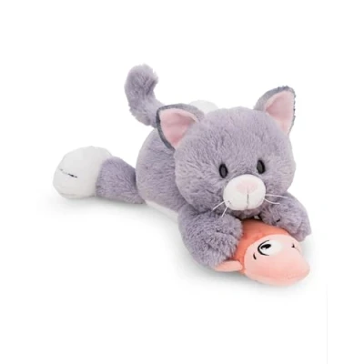 Abbildung von Nici Kuscheltier Homies GREEN, Katze grau &amp; Fisch 30 cm liegend