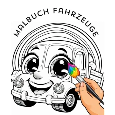 Abbildung von Malbuch Fahrzeuge: Autos, Flugzeug, Hubschrauber, Bagger, Radlader, Schiffe und Boote