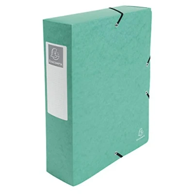 Abbildung von Exacompta 50833E Packung (mit 6 Archivboxen aus Manila Karton, DIN A4, mit Gummizugverschluß, Rücken 80mm) grün, Stück