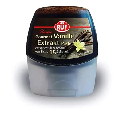 Abbildung von RUF Gourmet Vanille Extrakt, echte Tahiti Vanille, Paste zum Verfeinern von Cremes, Teigen und Aromatisieren Kaffee Spezialitäten Michshakes, 1x77g