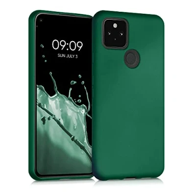Abbildung von kwmobile Case kompatibel mit Google Pixel 5 Hülle Schutzhülle aus Silikon metallisch schimmernd Handyhülle Metallic Dunkelgrün