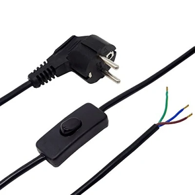 Abbildung von 3m Anschlusskabel Schwarz mit Schutzkontaktstecker &amp; Kippschalter AN/AUS 3 adrig 250V Zuleitung