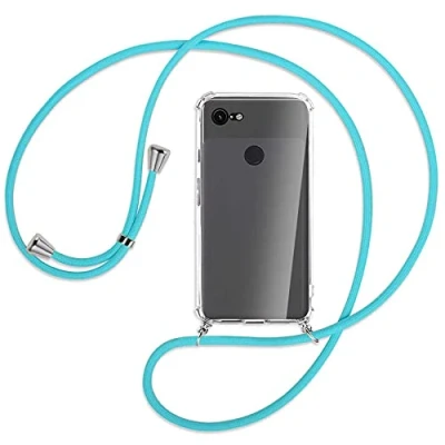 Abbildung von mtb more energy® Handykette kompatibel mit Google Pixel 3 XL (6.3&#039;&#039;) türkis Smartphone Hülle zum Umhängen Anti Shock Full TPU Case