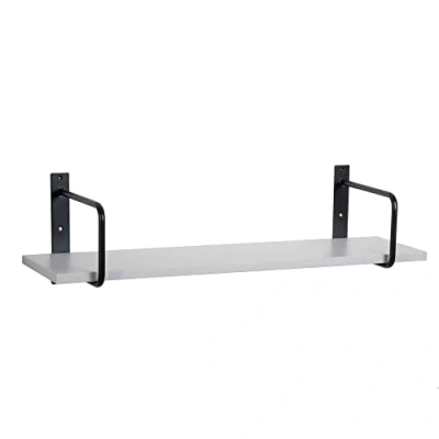 Abbildung von goodsforbusiness GmbH Wandregal mit Regalwinkeln, Regalboden Breite 80 o. 100cm wählbar, T20xH1,8cm, Schweberegal versch. Farben Wandboard Bücherregal Regal (Regalboden 100cm, Lichtgrau)