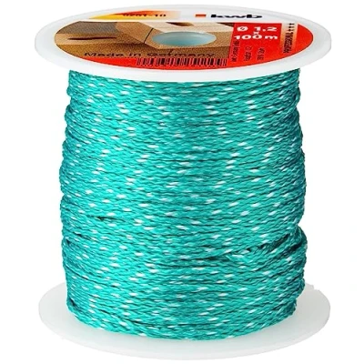 Abbildung von kwb Maurerschnur 100 Meter, 1,2 mm Stärke, grüne Nylon Richtschnur Reißfest, dehnbar und elastisch Ideal für Mauerbau Fliesenlegen
