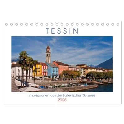 Abbildung von Tessin, Impressionen aus der Italienischen Schweiz (Tischkalender 2025 DIN A5 quer), CALVENDO Monatskalender